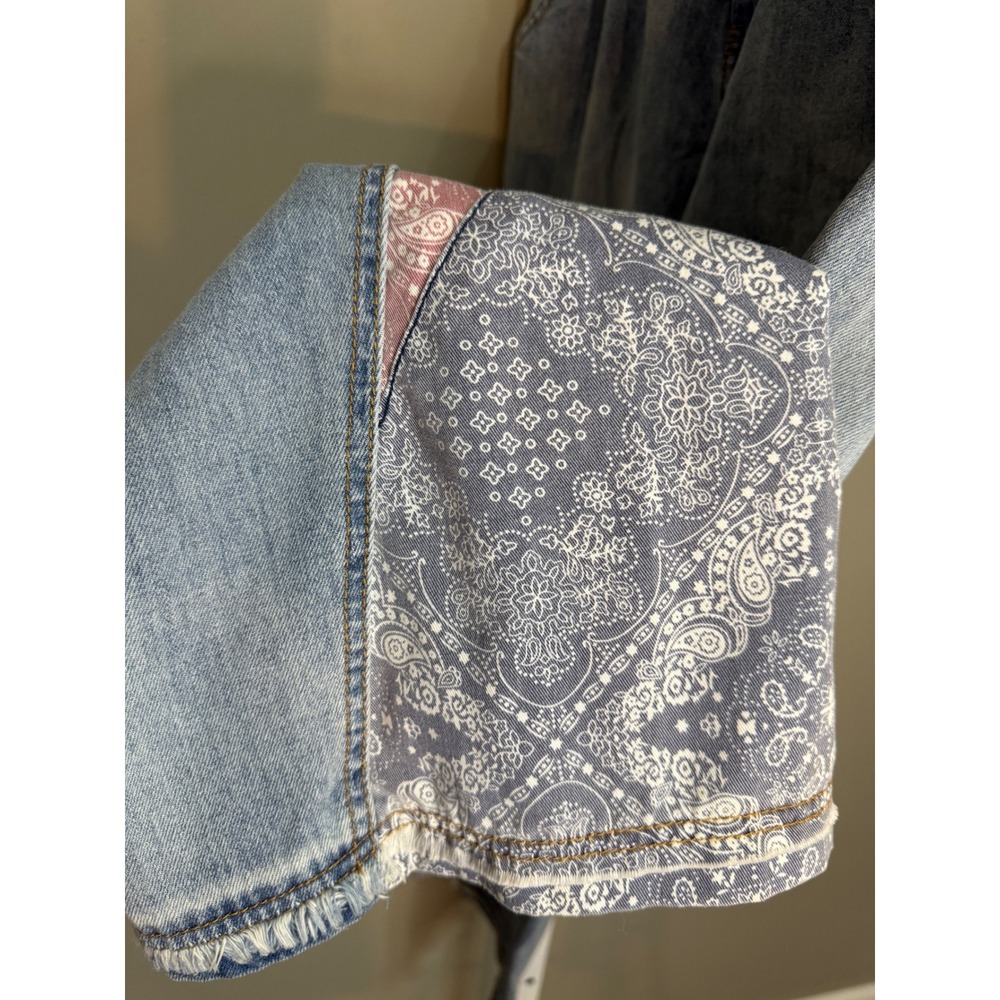 Easel Patchwork Bell Bottom Jeans Boho Flare Deni… - image 7